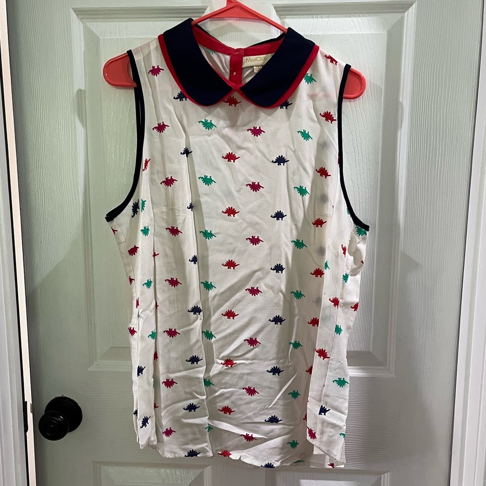 Dinosaur Button Up Tank with Peter Pan collar 🦖🦕